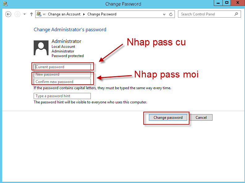 Hướng dẫn thay đổi mật khẩu VPS Windows Server