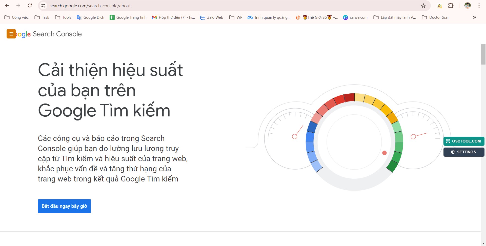 Giao diện của Google Search Console